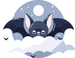 Hand Drawn cute bat in flat style png