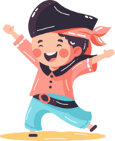 Hand Drawn cute kid pirate in flat style png