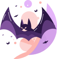 Hand Drawn cute bat in flat style png