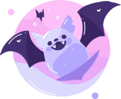 Hand Drawn cute bat in flat style png