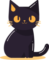 Hand Drawn cute black cat in flat style png