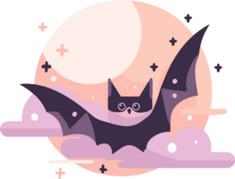 Hand Drawn cute bat in flat style png