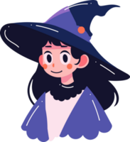 Hand Drawn cute witch in flat style png