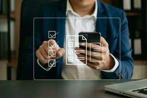 Checklist and filling survey form online. Document management system, DMS. Assessment form, questionnaire, checklist .Quality control and accuracy Check completeness.using a laptop and tablet photo