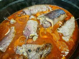 traditional german Food Beef Roulade with cabbage and mashed Potatoes photo