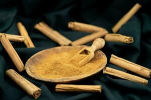 dried cinnamon sticks and powder photo