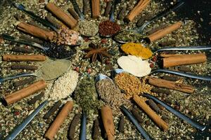 fresh and dried herbs and spices from all over the world photo