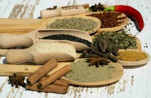 fresh and dried herbs and spices from all over the world photo