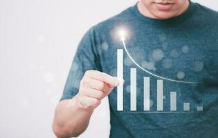 Business people use technology to show the growth of virtual online charts. The concept of connecting global data with Internet technology. Big data. Search online marketing photo