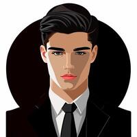 Portrait of a handsome young man in a black suit. Generative AI photo