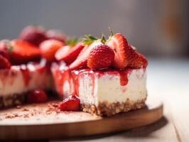 Beautiful homemade Strawberry cheesecake. photo