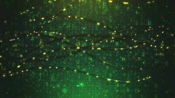 Grün Matrix Hintergrund mit Ziffern Animation. Netzwerk Technologie Hintergrund video