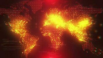 Welt Karte Digital Hintergrund. Technologie Pixel rot Hintergrund video