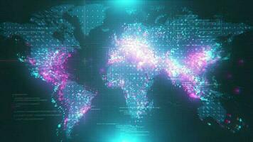 World Map Digital Background. Technology Blue Pixel Backdrop video