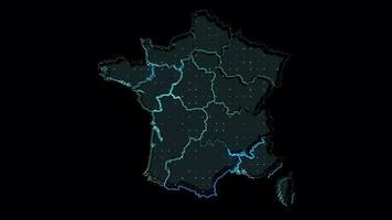 Francia carta geografica forma schema, nazione digitale contorno video