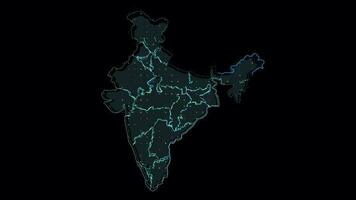 Índia mapa forma contorno, país digital contorno video