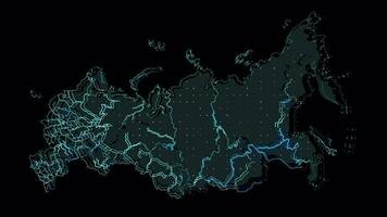 Rusland kaart vorm schets, land digitaal contour video