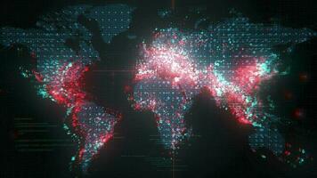 Welt Karte Digital Hintergrund. Technologie dunkel Pixel Hintergrund video