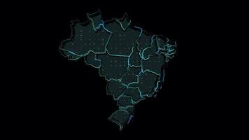 Brasilien Karta form översikt, Land digital kontur video