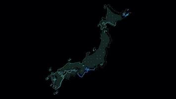 Japão mapa forma contorno, país digital contorno video