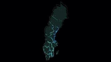 Zweden kaart vorm schets, land digitaal contour video