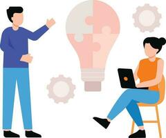Girl and boy working on business strategy. vector