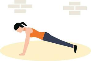 The girl is doing push-ups. vector