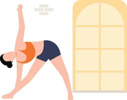 The girl is stretching her body. vector