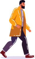 Hand Drawn man walking in flat style png