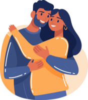 Hand Drawn couple hugging in flat style png