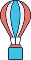 Orange And Blue Illustration Of Hot Air Balloon Floating Icon. vector