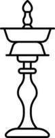 Burning Ancient Oil Lamp Stand Black Outline Icon. vector
