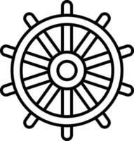 Isolated Ship Wheel Line Art Icon. vector