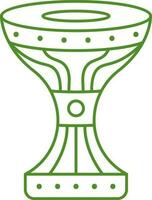 Green Line Art Illustration Of Darbuka Icon. vector