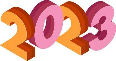 Orange And Pink 3D 2023 Font Number On White Background. vector