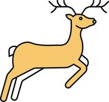 Flat Style Reindeer Icon In Yellow And White Color. vector