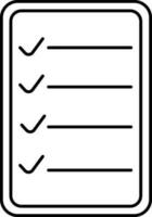 Check Paper Icon Or Symbol In Black Line Art. vector