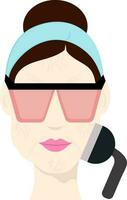Illustration Of Woman Face Massage From Wrinkle Removal Thermage Flat icon. vector