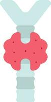 Red And Grey Thyroid Gland Structure Flat Icon. vector