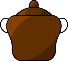 Isolated Cooking Pot Icon In Brown Color. vector