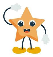 Sticker Style Funny Star Cartoon In Saluting Pose. vector