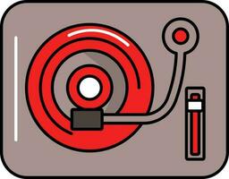 Vinyl Player Red And Taupe Icon In Flat Style. vector