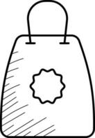 Shopping Bag Icon In Black Line Art. vector