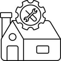 Flat Style Home Repairing Line Art Icon. vector