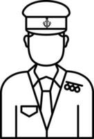 Sailor Or Captain Character Icon In Outline Style. vector