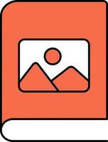 Flat Style Album Icon In Orange And White Color. vector