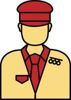 Sailor Or Captain Character Icon In Red And Yellow Color. vector