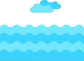 River With Cloud Icon In Blue Color. vector