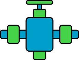 Valve With Pipe Icon In Green And Blue Color. vector