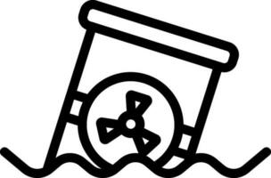 Toxic Waste Contamination On Water Icon In Black Outline. vector